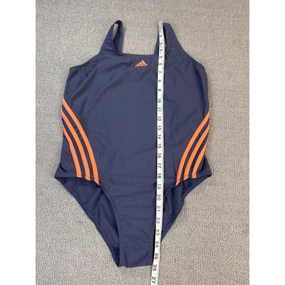 NWT Adidas 3S One Piece Swimsuit Navy Coral Performance Activewear US Size 14 - Picture 7 of 8